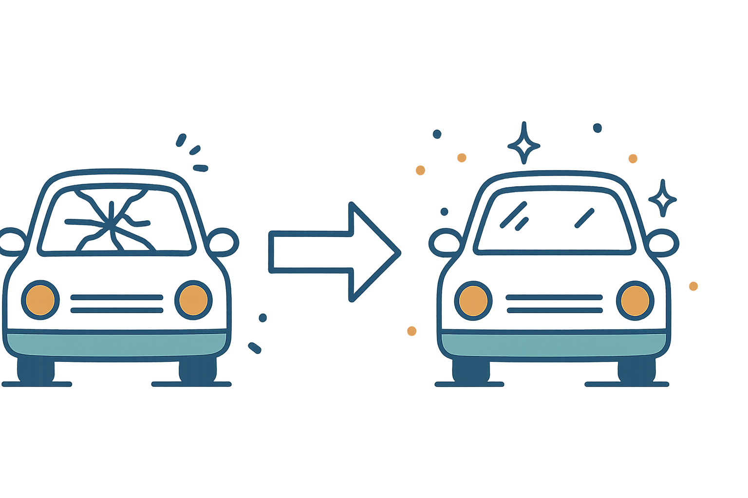 Car windshield transformation from cracked to fixed